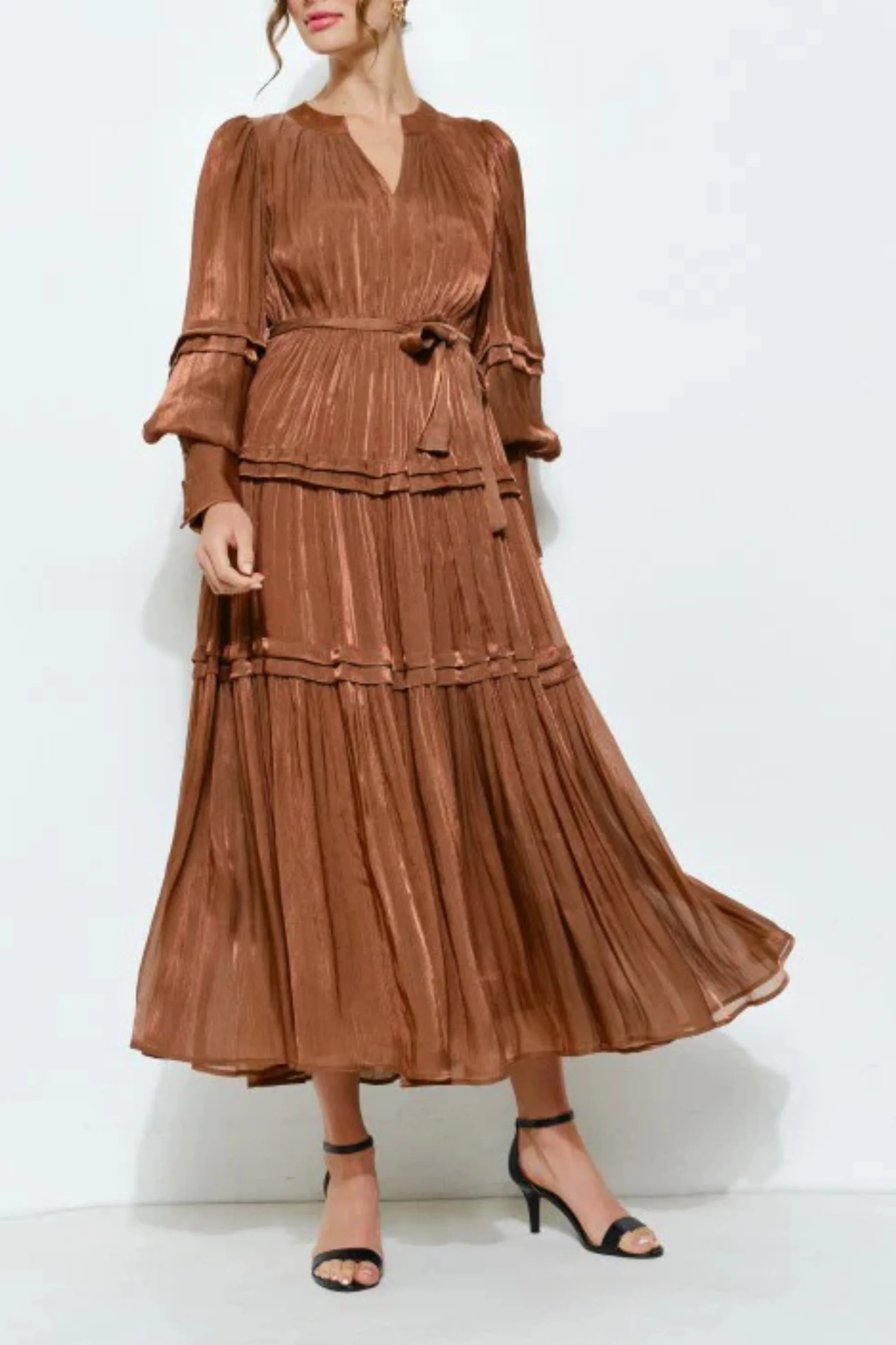 Metallic Bronze Tiered dress