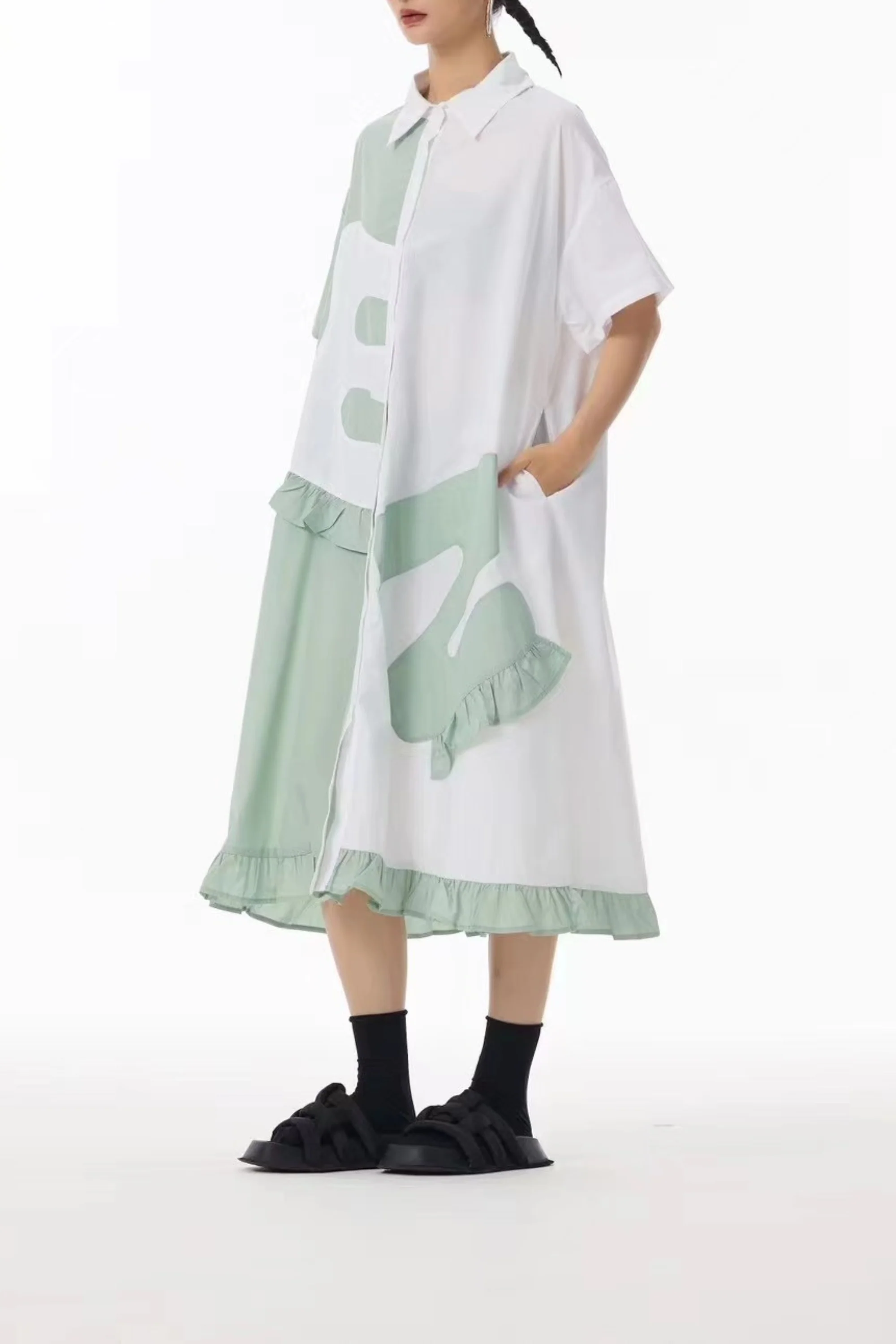 EZ Color blocked Shirt Dress